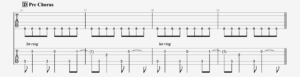 Guitar tablature showing the pre-chorus section